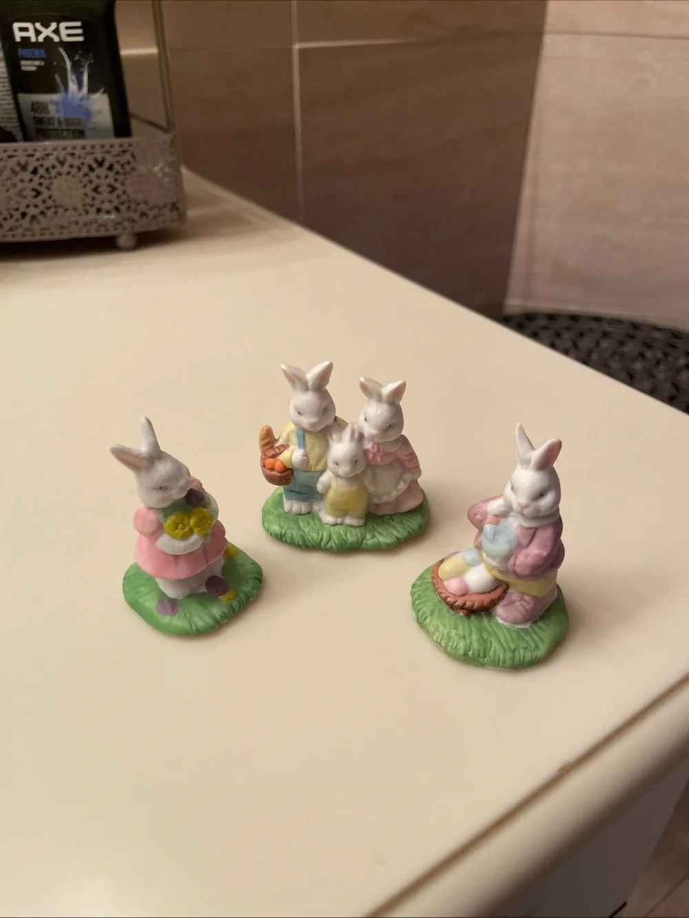 Vintage Assortment of Ceramic Easter Bunny Figurines - Set of 3
